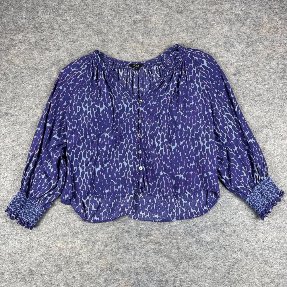 Rails Mariah Static Leopard Button Front Blouse Rayon Viscose Womens Small S